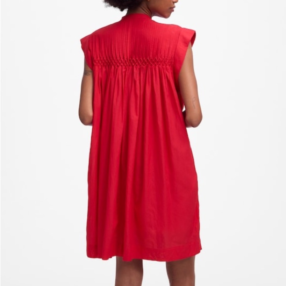 MADEWELL Embroidered Pleated Mini Dress Watermelon - Picture 3 of 10